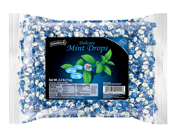 Colombina Delicate Mint Drops Hard Candy - 2.2 LB Bulk Bag