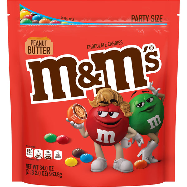 M&M's Peanut Butter Chocolate Candies Party Size 34 Oz, Packaged Candy