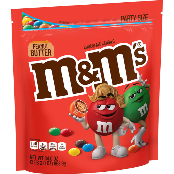 M&M's Chocolate Candies, Red, White & Blue Mix, Peanut Butter, Party Size  34 Oz, Chocolate Candy
