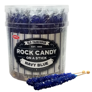 All City Candy Navy Blue Blueberry Flavored Rock Candy Crystal Sticks - Tub of 36 Rock Candy Espeez For fresh candy and great service, visit www.allcitycandy.com