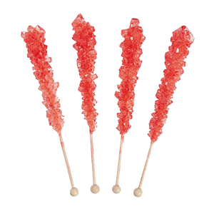 All City Candy Red Strawberry Flavored Rock Candy Crystal Sticks - Tub of 36 Rock Candy Espeez For fresh candy and great service, visit www.allcitycandy.com