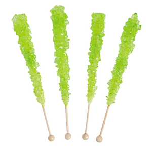 All City Candy Light Green Watermelon Flavored Rock Candy Crystal Sticks - Tub of 36 Rock Candy Espeez For fresh candy and great service, visit www.allcitycandy.com