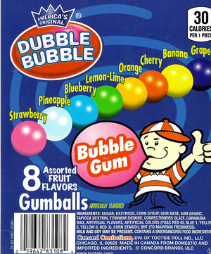Dubble Bubble 8 Assorted Fruit Flavors Gumball 3 lb. Bulk Bag
