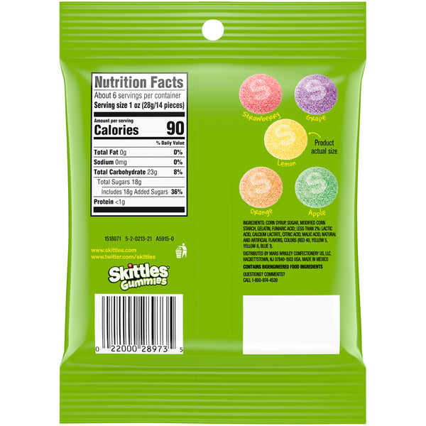 Sour Skittles Gummies 5.8 oz. Bag All City Candy