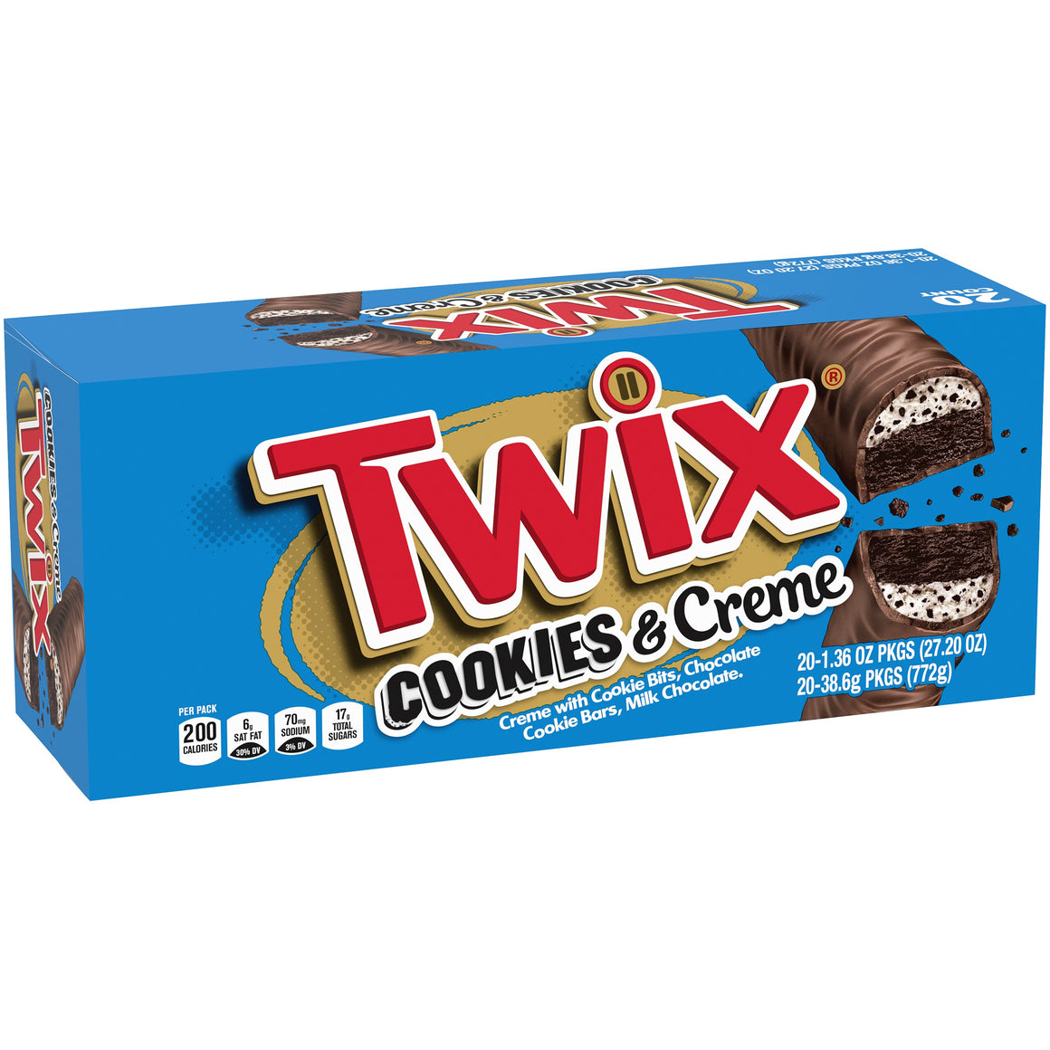 All City Candy Twix Cookies & Creme Candy Bar 1.36 oz. 1 Piece Candy Bars Mars Chocolate For fresh candy and great service, visit www.allcitycandy.com