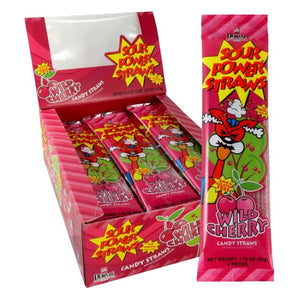 All City Candy Sour Power Wild Cherry Candy Straws - 1.75-oz. Pack Sour Dorval Trading For fresh candy and great service, visit www.allcitycandy.com