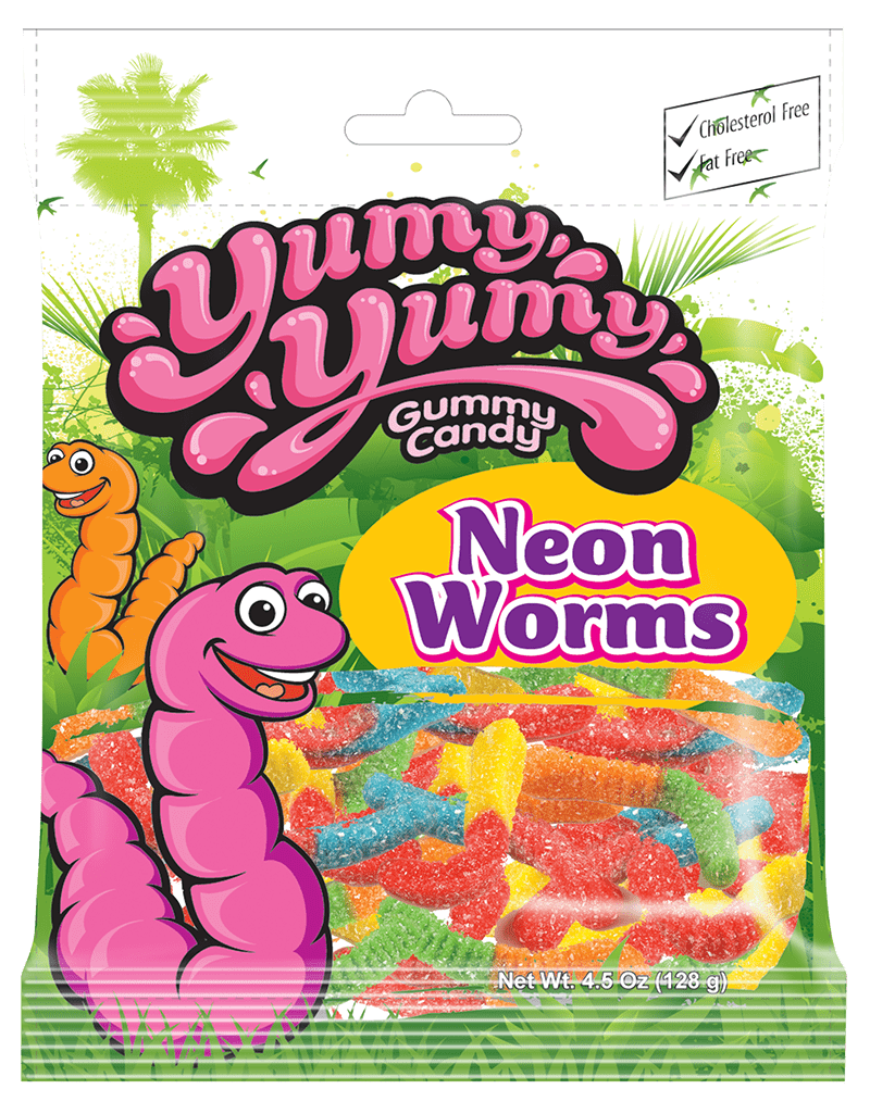 All City Candy Yumy Yumy Neon Worms 4.5 oz. Peg Bag Kervan USA For fresh candy and great service, visit www.allcitycandy.com