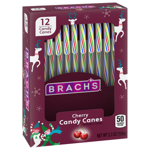 BRACHS- Cherry Rainbow Canes 12ct visit www.allcitycandy.com for fresh and delicious sweet candy treats