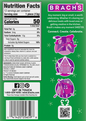 Brach's Wintergreen Candy Canes 12 Count Box 5.3 oz.