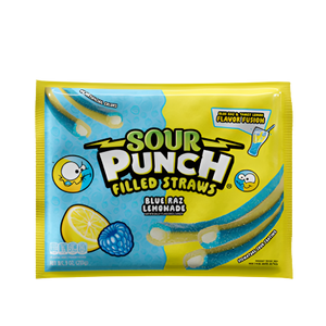 Sour Punch Filled Straws Blue Raz Lemonade Bag - Visit www.allcitycandy.com for great candy and delicious treats!