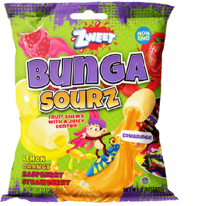 Zweet Bunga Sourz Fruit Chews 21 oz. Bag. For fresh candy and great service, visit www.allcitycandy.com
