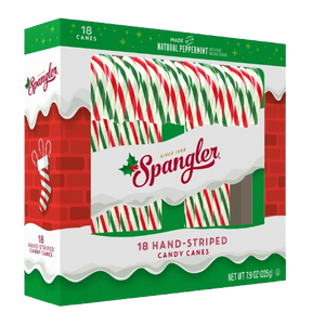 Visit www.allcitycandy.com for great service and delicious treats - Spangler Candy Canes Peppermint Red, Green & White 18 Count 7.9 oz. Box.