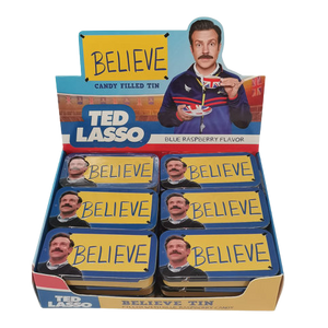 Ted Lasso BELIEVE Candy 0.6 oz. Tin  - For fresh candy and great service, visit www.allcitycandy.com