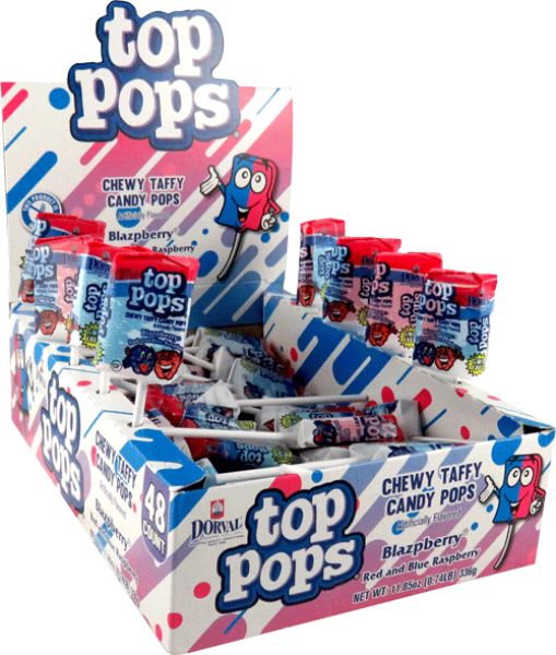 Top Pops Blazpberry Taffy Pops 48 count Box