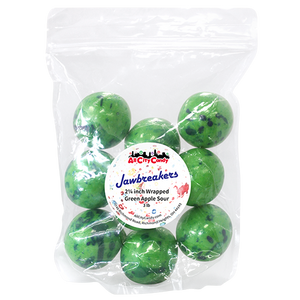 Sour Green Apple 2.25 inch wrapped jawbreaker 3 lb. bulk bag www.allcitycandy.com for fresh delicious candy treats