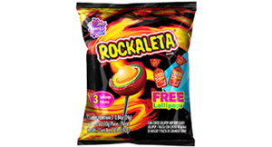 Sonrics Rockaleta 3 piece Lollipops + 3 Taffy Pops -3.44 oz. Bag