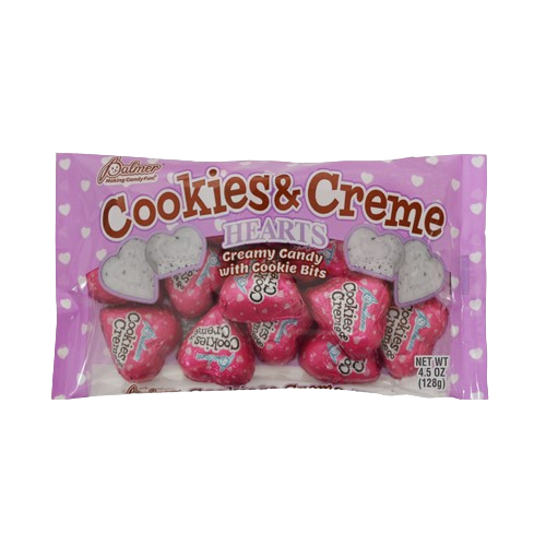 Palmer Cookies and Creme Foil Hearts 4.5 oz. Bag