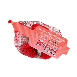 Palmer Red and Silver Foil Milk Chocolate Hearts 3 oz. Mesh Bag