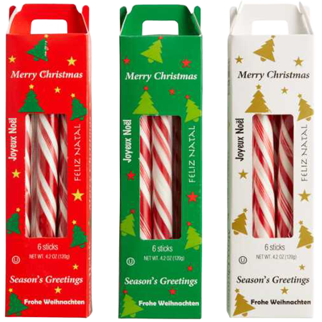 Atkinson's Merry Christmas Stocking Stuffer Mint Sticks - 4.2 oz. Box - Visit www.allcitycandy.com for great candy, service and delicious treats.