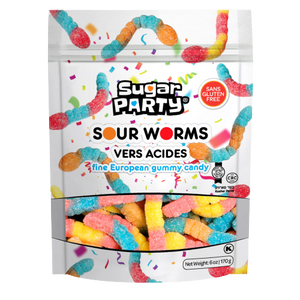 Sugar Party Sour Worms Gummy Candy 6 oz. Bag