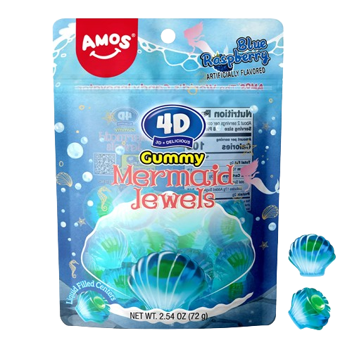 Amos 4D Gummy Mermaid Jewels 6 oz. Bag - Visit www.allcitycandy.com for great candy, service and delicious treats!