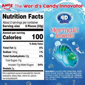 Amos 4D Gummy Mermaid Jewels 6 oz. Bag - Visit www.allcitycandy.com for great candy, service and delicious treats!