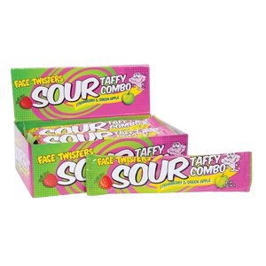 Face Twisters Sour Taffy Combo Strawberry & Green Apple 1.4 oz Bar