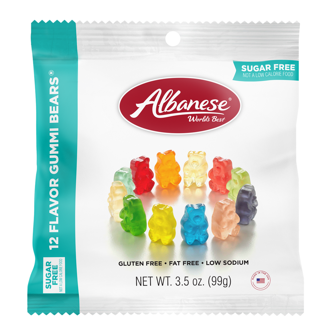 All City Candy Sugar Free 12 Flavor Gummi Bears 3.5-oz. Peg Bag Gummi Albanese Confectionery For fresh candy and great service, visit www.allcitycandy.com