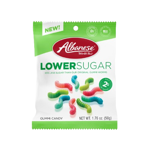 Albanese Lower Sugar Mini Gummi Worms 1.76 oz. Bag