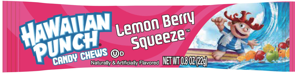 Hawaiian Punch Lemon Berry Squeeze Candy Chews 0.8 oz. Bar