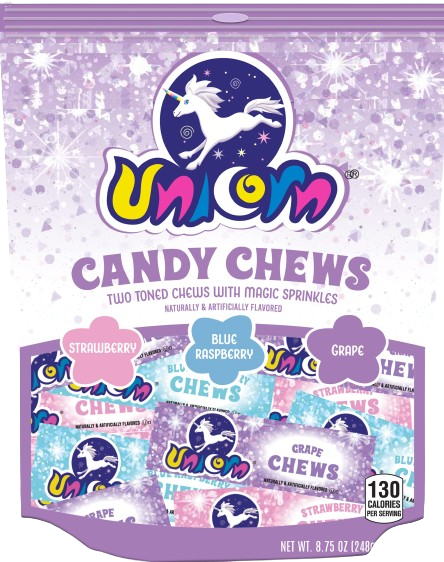 Adams and Brooks Unicorn Candy Chews 8.75 oz. Bag - For fresh candy and great service, visit www.allcitycandy.com