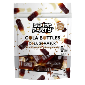 All City Candy Sugar Party Clear Cola Bottles Gummy Candy 6 oz. Bag- For fresh candy and great service, visit www.allcitycandy.com