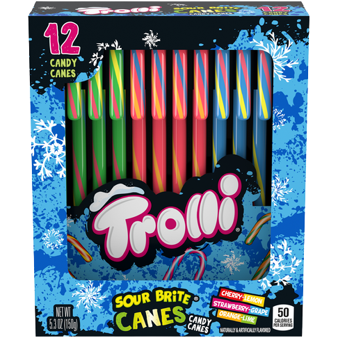 Trolli Sour Brite Canes 12 Count Box 5.3 oz. - For fresh candy and great service, visit www.allcitycandy.com
