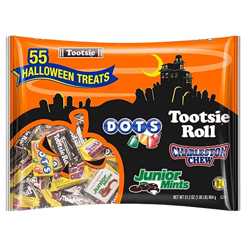 Tootsie Assorted Tootsie Roll Dots Charleston Chew and Junior Mint 55 Count Halloween Bag