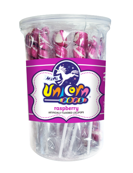 Dark Pink & White Raspberry Mini Unicorn Pop - 24 Count Tub