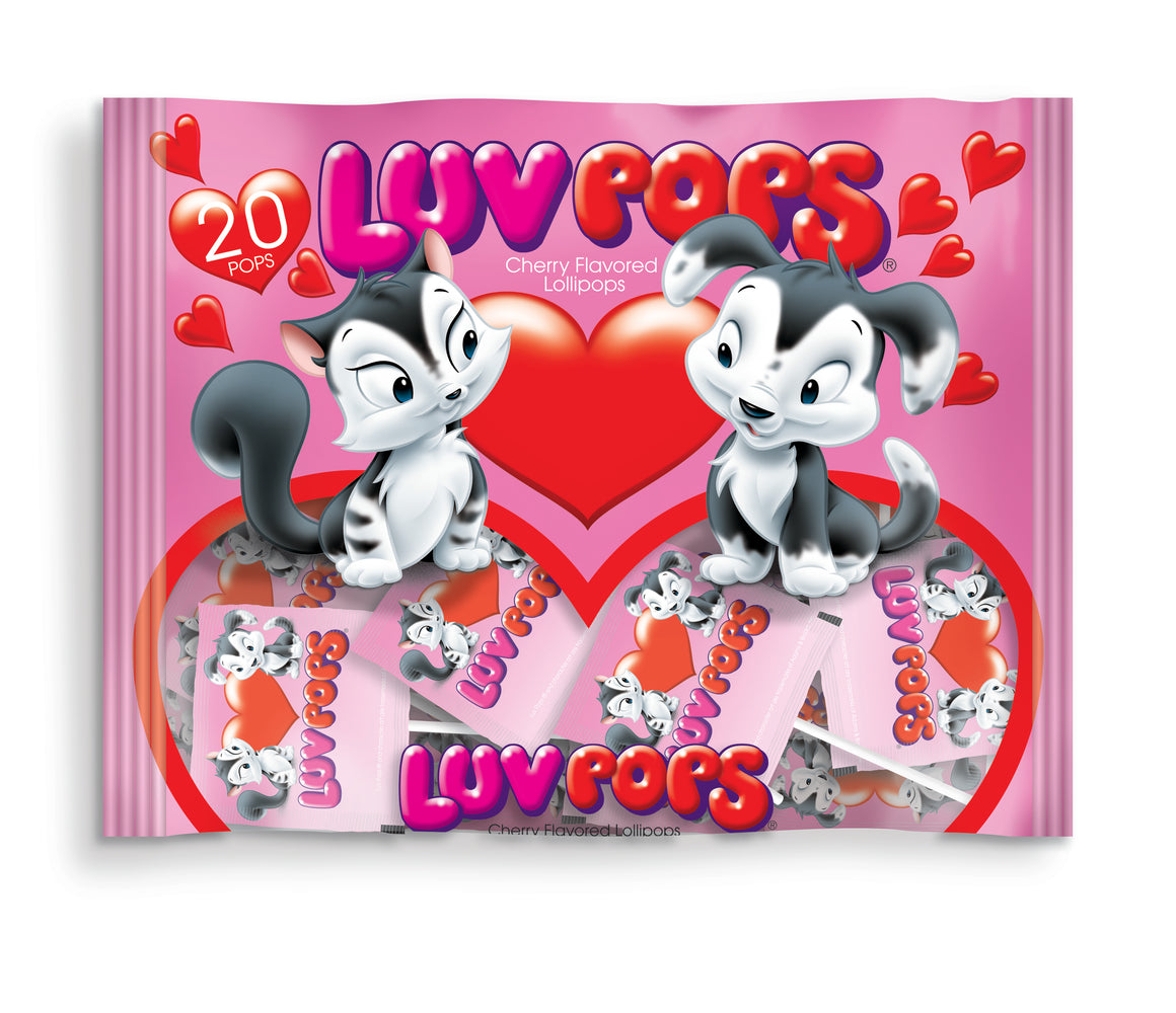 Luv Pops Cherry Heart Lollipop 20 Count 12 oz. Bag - For fresh candy and great service, visit www.allcitycandy.com