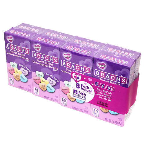 Brach's Sweet Bright Conversation Hearts To From Boxes 8 Pack - Visit www.allcitycandy.com for great candy, service and delicious treats.