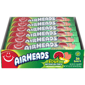 Airheads Sour Watermelon Punch 0.55 oz.  Bar Case of 36