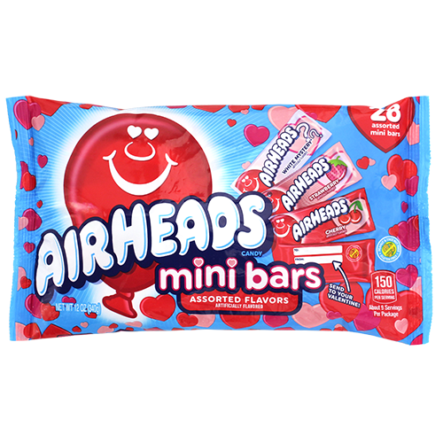 Airheads Mini Valentines Day Assorted 28 Count 12 oz. Bag - Visit www.allcitycandy.com for great candy, service and delicious treats.
