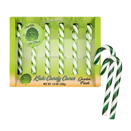 All City Candy Archie McPhee Kale Candy Canes - 3.8 oz. - 6 Count Novelty Archie McPhee For fresh candy and great service, visit www.allcitycandy.com