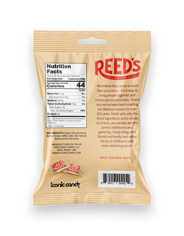 Reed's Wrapped Butterscotch Hard Candy 6.25 oz. Bag All City Candy