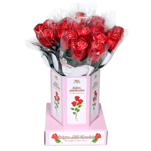 For fresh candy and great service, visit www.allcitycandy.com - Albert's Belgian Milk Chocolate Valentines Foiled Roses in Cello Case of 20