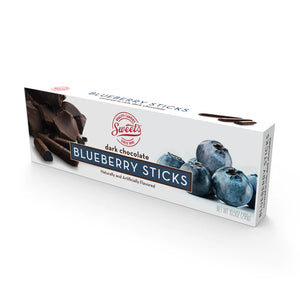 Sweet's Dark Chocolate Blueberry Sticks 10.5 oz. Box - For fresh candy and great service, visit www.allcitycandy.com