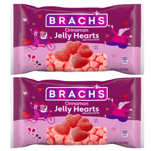 Two packages of Brach's Cinnamon Jelly Hearts 