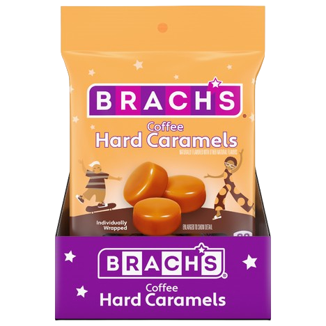 Packaging of Brach's Coffee Hard Caramels on a white background