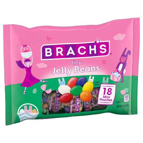Brach's tiny jelly beans packaging with pink and green design
