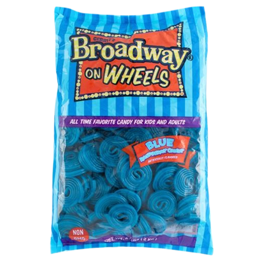 Gerrit's Broadway on Wheels Blue Raspberry 4.4 lb. Bulk Bag - Visit www.allcitycandy.com for great candy, service and delicious treats.
