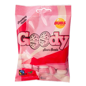 BUBS Sour Strawberry with Vanilla Sour Ovals 90 g Bag