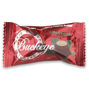 Waggoner Milk Chocolate Buckeye Red FW 0.42 oz. Piece - Visit www.allcitycandy.com for great candy, service and delicious treats.