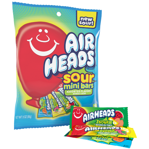 Airheads Assorted Sour Mini Bars 12 oz. Bag - Visit www.allcitycandy.com for great candy, service and delicious treats!